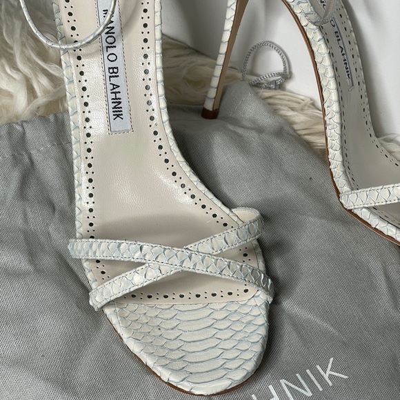 Manolo Blahnik Paloma 105 blue degrade snake sandals - Picture 7 of 9